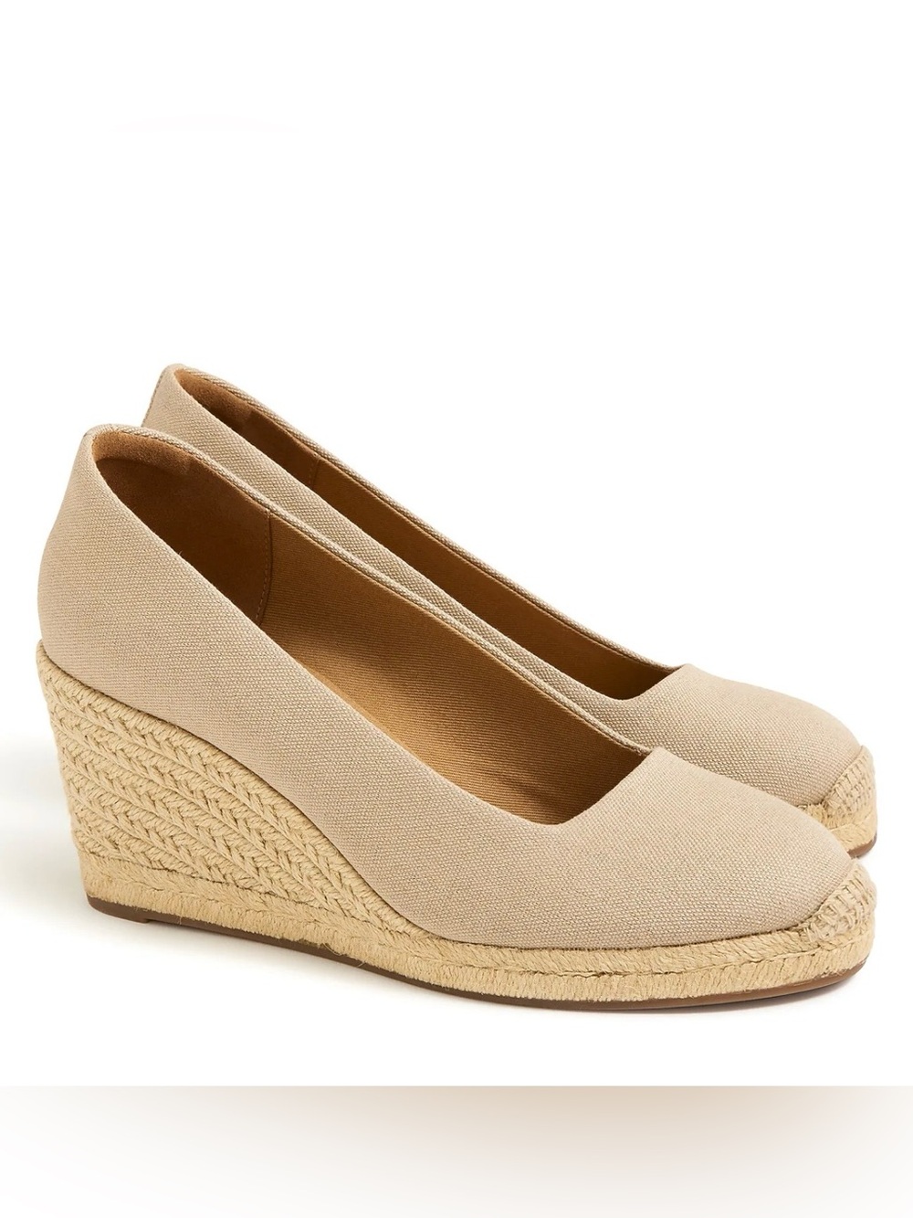 J. Crew Neutral Canvas Espadrille Wedge Pumps